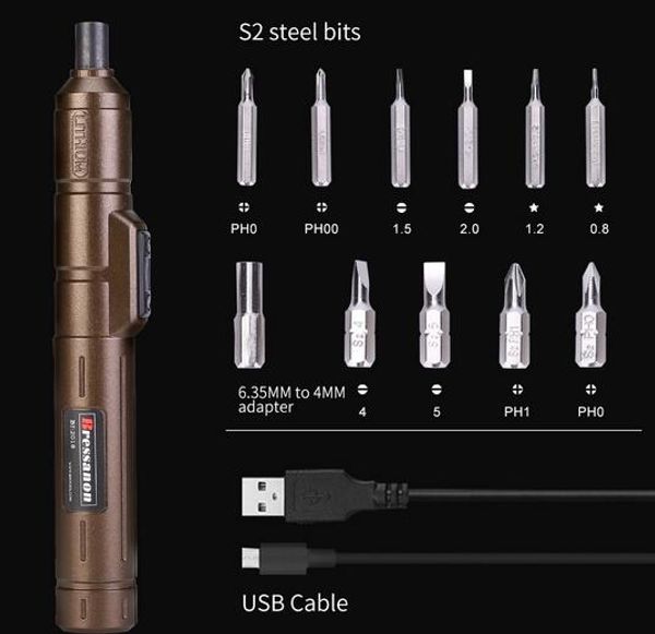 Livraison gratuite de haute qualité 1SET 4V USB Mini tournevis de précision électrique sans fil avec 11 pièces Bits outils de réparation mobiles