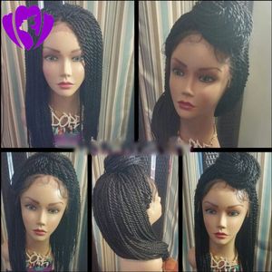 Haute qualité 200densityDensity Tressé Lace Front Perruques noir / marron / bordeaux / blond femmes style Cheveux Synthétiques Micro Havana Twist Perruques