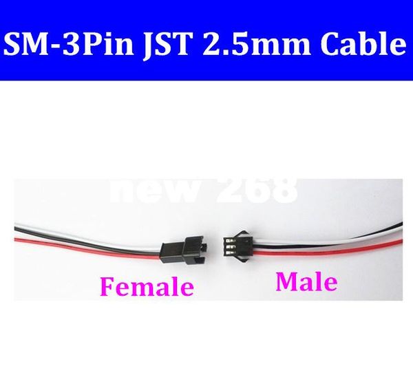 Alta calidad 200 juegos/lote 2,5 JST SM 3-Pin 3P SM3p conector macho y hembra con cable de 15cm