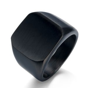 Nuevos anillos negros de acero inoxidable de alta calidad para hombre, anillo clásico de titanio sólido cuadrado brillante, joyería de compromiso de boda