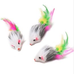 Souris bicolore à longues plumes pour chat, jouet de haute qualité, Miao Man Love Mouse, WL446206U, nouvelle collection 2019