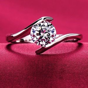 Haute qualité 2020 nouveau desigin luxe femmes filles argent Sterling S925 CZ diamant bagues de fiançailles de mariage Anillo grande pierre bijoux d'amour