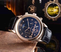 Haute qualité 2021 Montre à Quartz à cinq broches montres De luxe Top marque mode montre-bracelet pour hommes Montre De bracelet en cuir hommes Montre