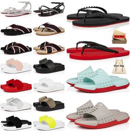 christians louboutins red bottom sandals slides 2023 with box Designer hommes femmes cuir caoutchouc tongs luxe loafers slides sandales de luxe 【code ：L】
