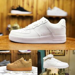 Alta calidad 2022 Nuevo diseñador Hombres al aire libre Low Skateboard Shoes Descuento FUERZAS White One Unisex 1 Knit Euro Airs High Women All Black Wheat Sports Trainer Sneakers