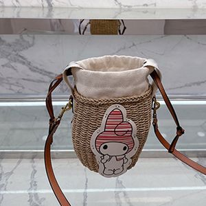 Designer sac à main fourre-tout sac de paille nouvelle mode portable seau sacs lapin style messager sac en rotin Cartoon panier grand été sacs à main vacances bord de mer ch