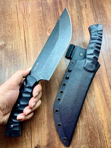 Cuchillo recto de supervivencia 2022 TK de alta calidad, hoja de lavado de piedra negra A8, mango G10, cuchillos de hoja fija con Kydex