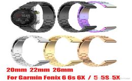 Sangle en acier inoxydable 202226 mm de haute qualité pour Garmin Fenix 6x 6 5 5x Plus QuickFit Installer Metal Watch Bands Watch STR7555964