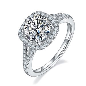 Hoge kwaliteit 2023 nieuwe luxe vierkante tas dubbele armen Mozambique stenen ring geavanceerde zin 925 sterling verzilverd 18k gouden diamanten ring vrouwelijk