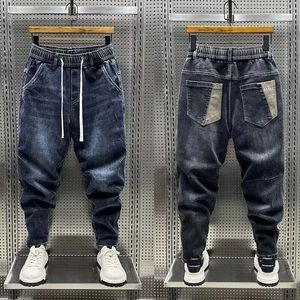 De haute qualité 2024 Designer de luxe décontracté cordonnage lâche jeans jeans hommes pleine longueur streetwear streetwear cowboy harem pantalon 240415