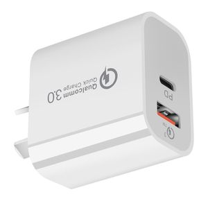 Chargeur rapide PD 20W de haute qualité USB-C Charge rapide Type C US EU UK Plug QC 3.0 Adaptateur secteur Chargeurs pour téléphone 15 pro max 14Plus 13Pro 12 11 XR XSmax 7 8Plus Adaptateur secteur