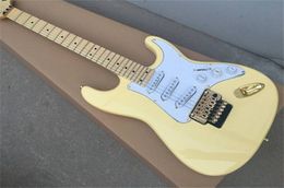 Hoogwaardige 24 frets Cream elektrische gitaar geschulpte toets Big Head Basswood Body Maple Fletboard Golden Hardware