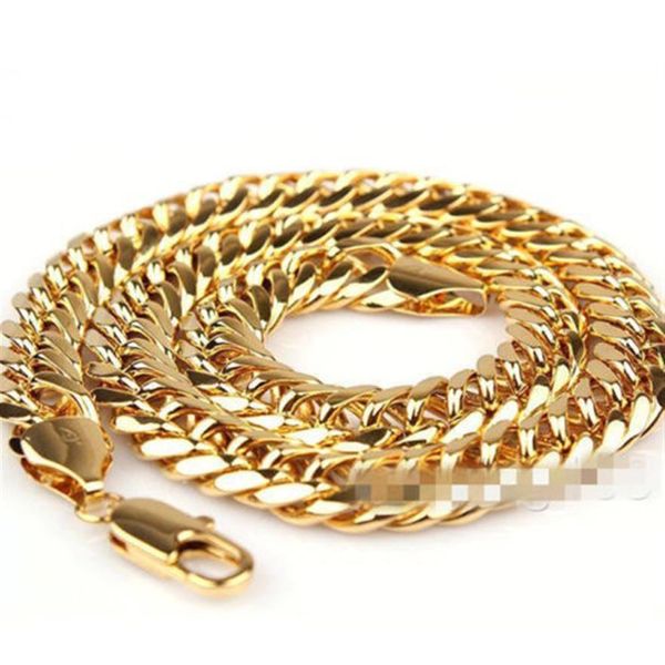 Collier pour hommes en or jaune 24 carats de haute qualité, chaîne cubaine solide, bijoux 23 6 11mm, années consécutives de s champi256o