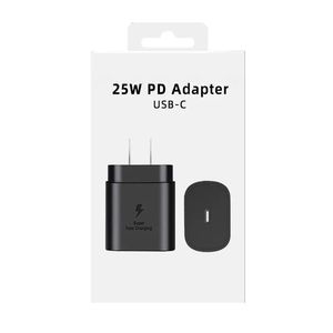 Adaptateur de charge rapide de haute qualité 25W PD USB C FACT USB FACT USB PLIGNE US POUR LA PLIGNE DE CHARGEUR SAMSUNG GALAXY S21 5G S20 S10 Note 20 10 A71 A70S A80 M51