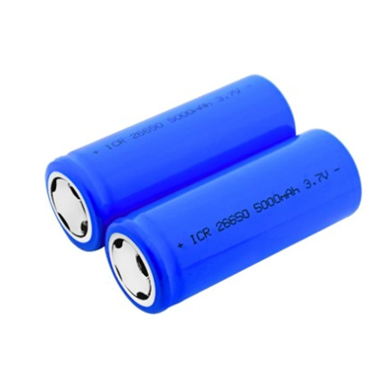 26650 plana 3.7v 5000mah batería de litio fabricante venta directa tiene color azul rojo naranja