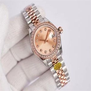 Haute qualité 26mm mode or rose dames robe montre diamant cadran étanche mécanique automatique femmes montres en acier inoxydable 232C