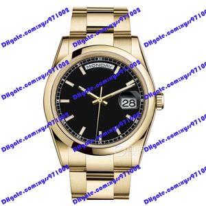 Haute qualité 2813 montre automatique 118208-0095 montre de luxe pour hommes 36mm verre saphir cadran noir montre pour femme or 306 bracelet en acier inoxydable 118209 montres montre-bracelet