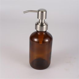 28400 28400 Horaire de pompe de distributeur de savon à main en acier inoxydable pour botteau de lotion de coffre-top ambre