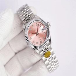 Haute qualité 28mm mode rosd or dames robe montre saphir mécanique automatique montres pour femmes bracelet en acier inoxydable br318k