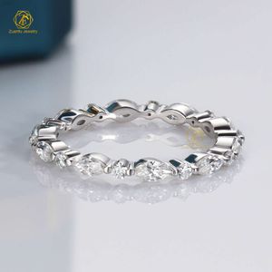 Hoogwaardige 2x4mm marquise diamant moissanite eeuwigheid ring verloving trouwring 18k witgouden ringen sieraden