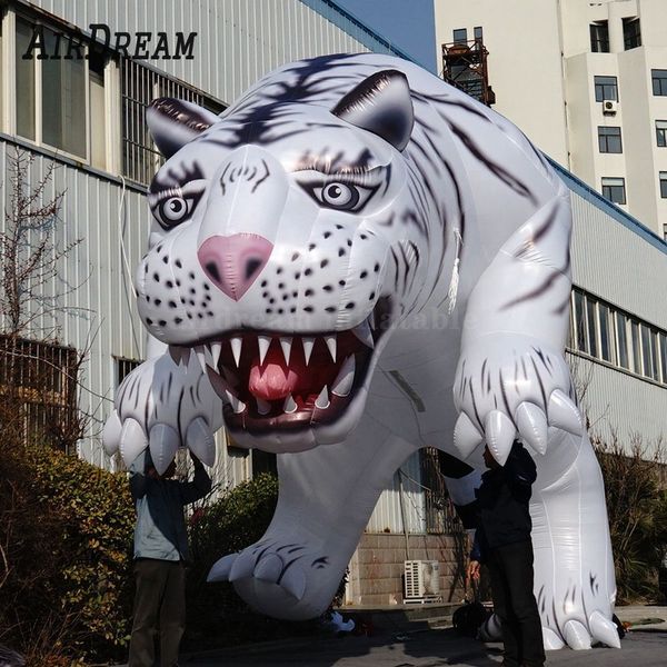 Alta calidad 3/5/7M Long Long Hecha a medida Giant Inflable Feroz White Animales para Tiger para la publicidad del zoológico001