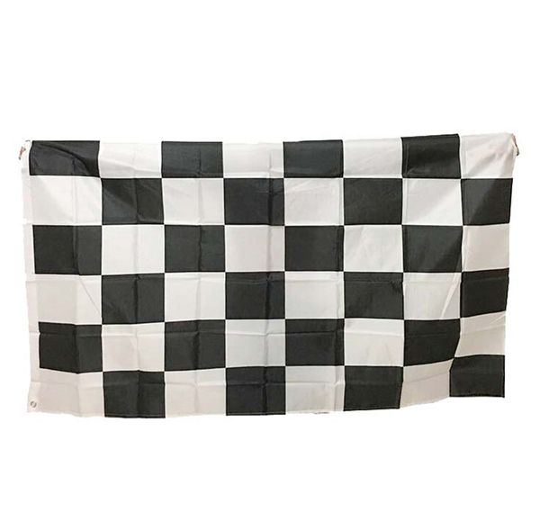 Haute qualité 3 * 5FT 90cm * 150cm Double couture noir blanc carré drapeau de voiture de course à carreaux pour la décoration DHL FEDEX gratuit