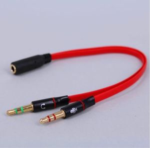 Hoge kwaliteit 3.5mm mini-jack 1 vrouw tot 2 man (headset + microfoon) Y Splitter Oortelefoon Computer Audiokabel