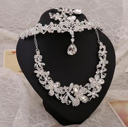 Haute qualité 3 pièces offre spéciale de mariage couronne de mariée collier boucle d'oreille bijoux de fête bijoux de mariée