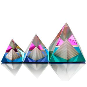 Haute qualité (3 tailles au choix) Egypte Pyramide de cristal égyptienne Ornement dans une boîte-cadeau Guérison énergétique FengShui Décoration d'intérieur T200703