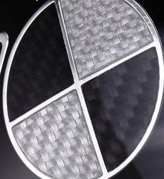 Hoge kwaliteit 3D Koolstofvezel Auto Badge Zwart Wit Wielnaafdop Voor Achter Embleem Stuurwiel Badges 45mm 68mm 73mm 82mm281e329361519