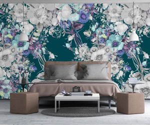 Hoge Kwaliteit 3D-muurschilderingen Wallpaper Bloemen Woonkamer Badkamer Sofa TV Achtergrond Stickers Muraux Papier Peint Muurkers Muur Decor