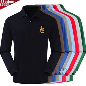 Polo de algodón 100% con parche 3D de alta calidad, polos casuales, polo de manga larga para hombre, camisetas de llegada, camisetas 220524