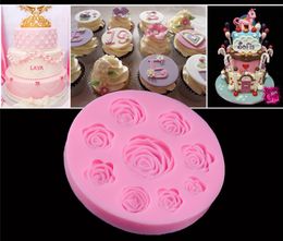 Alta qualidade 3d silicone 8 mina rosas artesanato fondant diy molde de chocolate decoração do bolo doces sabão molde ferramentas de cozimento 2904