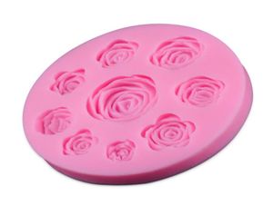 Silicone 3D de haute qualité 8 Mine Roses artisanat Fondant DIY Moule de moule au chocolat Décoration de gâteau de bonbons de boulanges Soap Mold Tools4984610