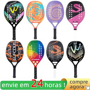 Raquette de Tennis de plage en Fiber de carbone et de verre 3K de haute qualité, raquette à visage souple avec balle de protection 240122