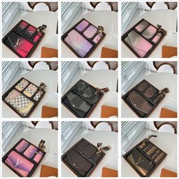 Hoge kwaliteit 3-delige set brief envelop portemonnee sleutelhanger lippenstift tas Designer Chain Bags Dames Schoudertas gradiëntkleur Crossbody Handtassen Tote kaart Portemonnee