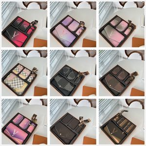 Hoge kwaliteit 3-delige set brief envelop portemonnee sleutelhanger lippenstift tas Designer Chain Bags Dames Schoudertas gradiëntkleur Crossbody Handtassen Tote kaart Portemonnee