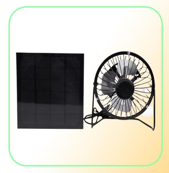 Ventilateur de ventilation de refroidissement de 4 pouces de haute qualité, panneau à énergie solaire USB, ventilateur en fer pour la maison, le bureau, les voyages en plein air, la pêche6577089