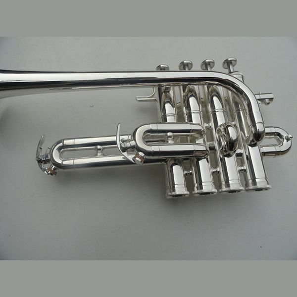 Instrument en laiton triton trompette soprano 4 touches de haute qualité avec étui rigide, embout buccal, chiffon et gants, tout en argent