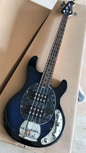 Musique de haute qualité 4 étages Man Ernie Ball Sting Ray Electric Bass Guitar Musicman 9v Batterie active Pickups Blue CS Red Golden Green Blanc noir peut être d'autres couleurs