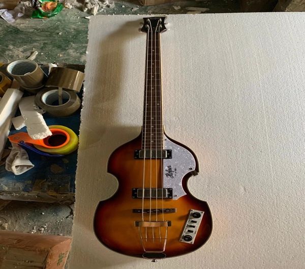 4 cuerdas de alta calidad Violin Bass Electric Bass Guitarmahobany Cuerpo con Flame Maple Top CROME Hardware Entrega3280194