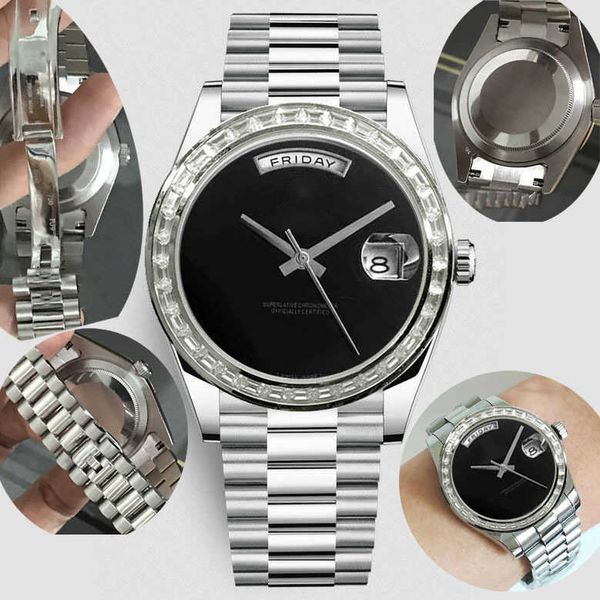 Reloj automático resistente al agua de acero 2813 con bisel de taladro largo y esfera en blanco para hombre de alta calidad de 40 mm