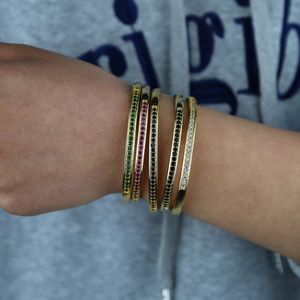Hoge kwaliteit 5 kleuren kleurrijke kubieke zirkonia cz open manchet armband verstelbare gouden kleur mode vrouwen sieraden