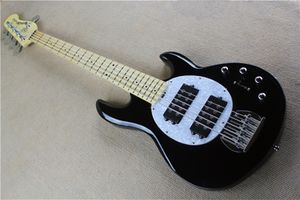 Alta calidad 5 cuerdas Bajo eléctrico negro Ernie Ball Musicman Music Man Sting Ray con batería de 9V Pastillas activas Diapasón de arce