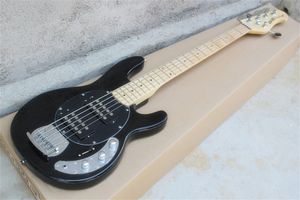 Bajo eléctrico negro de 5 cuerdas de alta calidad Ernie Ball Musicman Music Man Sting Ray Pastilla pasiva Diapasón de arce