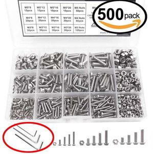 500 PCS PCS M3 M4 M5 Bouton en acier inoxydable Tête HEX BOLTS BOLTS BOLTS MACHINE VIS MACHINE ET ÉCLAIS AVEC WRENCH3447997