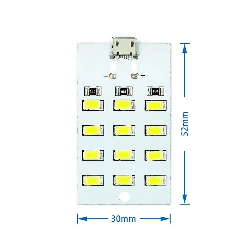 Hoogwaardige 5730 SMD 5V 430MA ~ 470MA WIT MIRCO USB 5730 LED -verlichting Paneel USB Mobiel licht Emergency Light Night Light Module