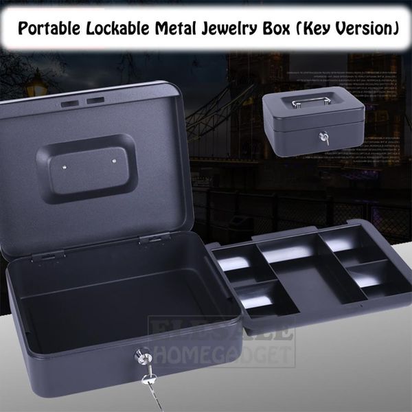 Caja de seguridad portátil para joyería, caja de almacenamiento de efectivo con 2 llaves y bandeja, caja de seguridad bloqueable, acero duradero, 6-8-10, alta calidad, 2778