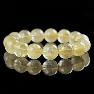 Haute qualité 6 8 10mm perles de cristal d'or Bracelets Bracelets pierre naturelle Quartz rutilé Bracelets élastique extensible Bracelet Men236R