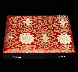 Hoge kwaliteit 6 8 9 12 15 Raster Multi Gift Box Wood Polshorloge Sieraden Display Slot Case Box Chinese Zijde Brocade Decoratieve verpakking dozen